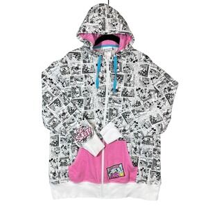 Disney Parks Micky Mouse Comic Full Zip Hoodie Women's 1x‎ Pink Pocket